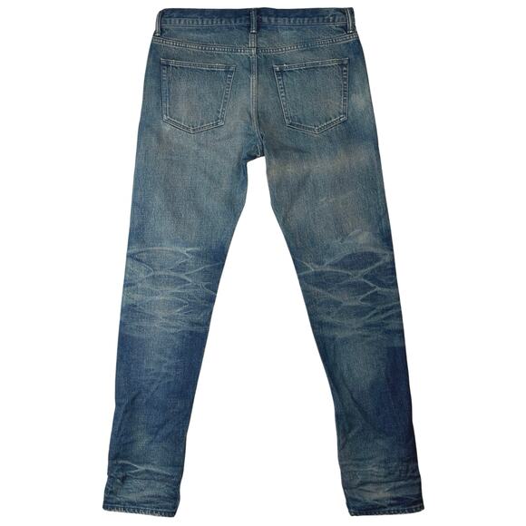 John Elliott Men's Blue Distressed Mid Rise Slim Straight Denim Jeans Size 32 - Picture 2 of 7